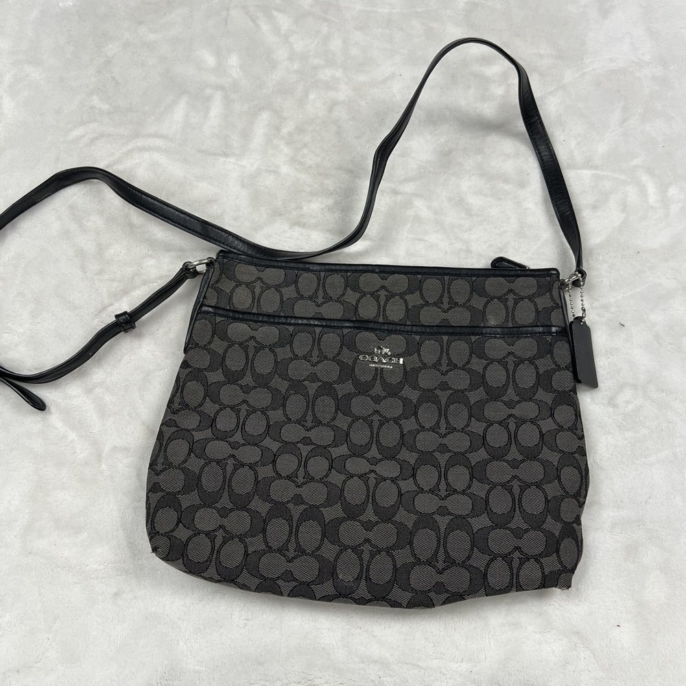 Coach Crossbody Bag Womens Medium Grey Signature Canvas File Bag F58285